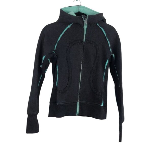 Lululemon Scuba Full Zip Sweatshirt/Hoodie, Vintage, Gray/Teal, Size 4 - Picture 3 of 16